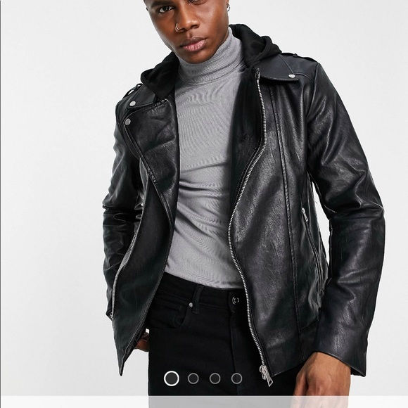 Asos Leather Jacket with hood - Picture 3 of 3